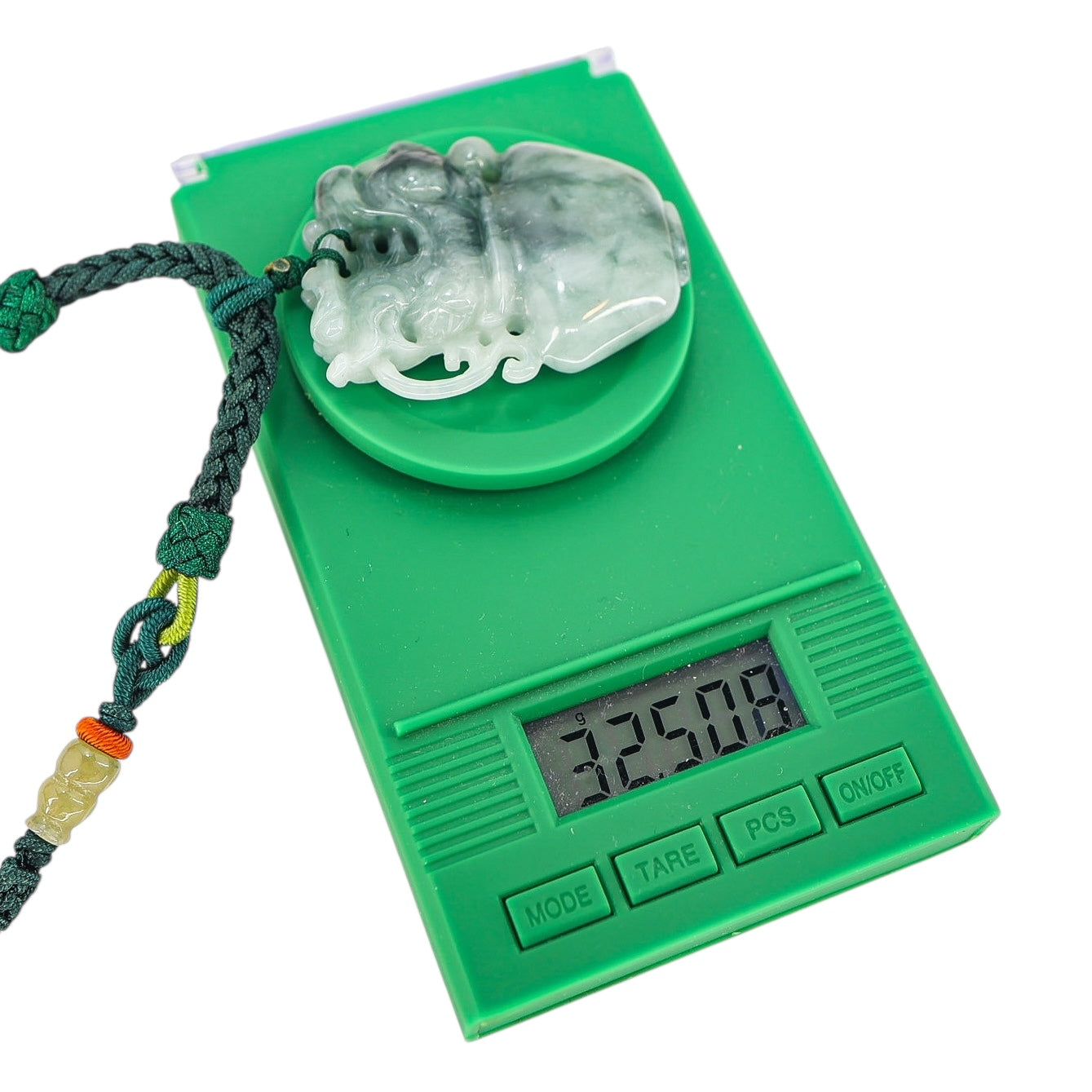 Undyed Jade Jadeite Carved Dragon Vessel Pendant Necklace 1.75 in x 1.3 in 30 G