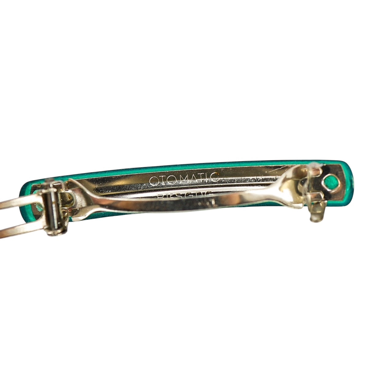 Vintage French Hair Barrette – Teal Green Cellulose Acetate – Otomatic Bte SGDG – Made in France