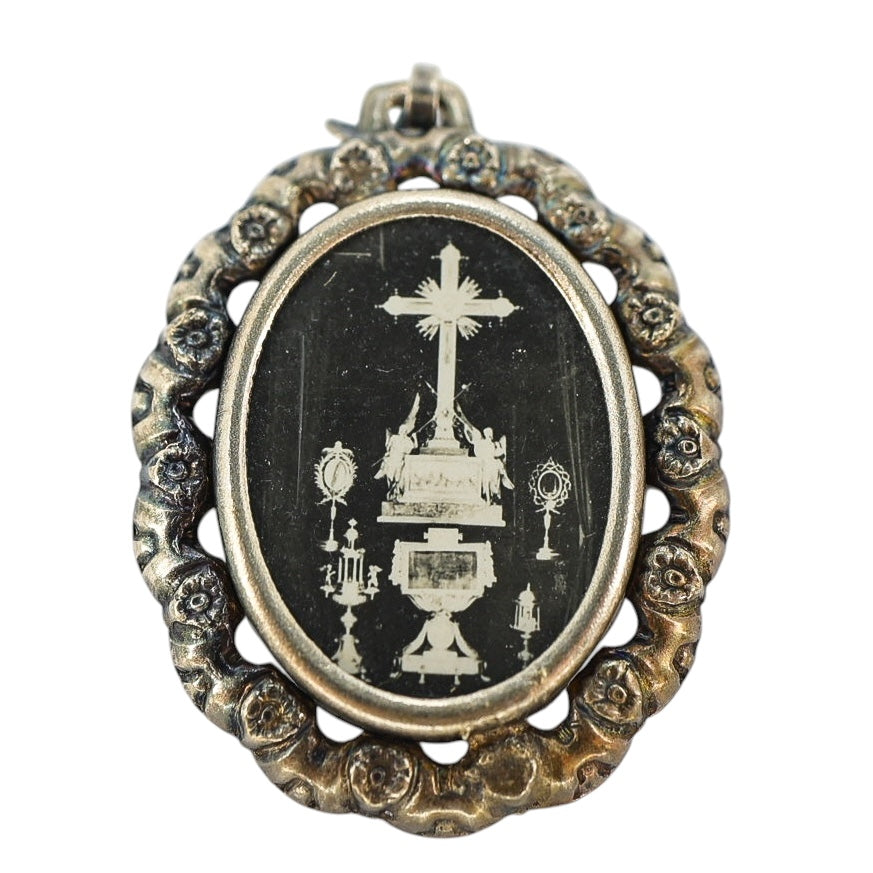 Antique Catholic Devotional Photo Brooches / Pendants - Set Of 2