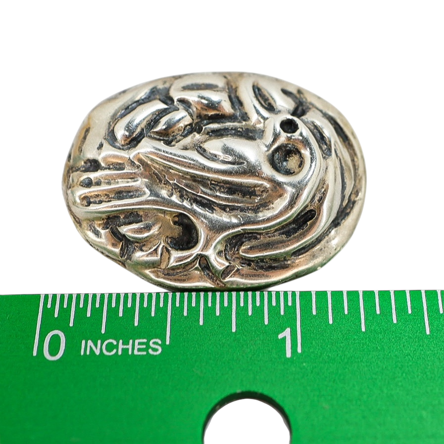 Vintage Mexico Silver Roadrunner Brooch Sculptural Relief 1.25”