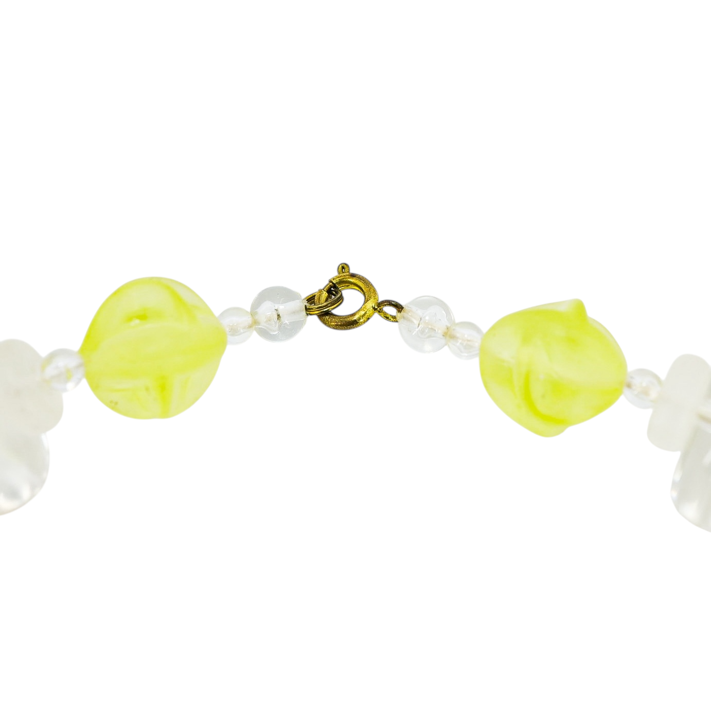 Vintage Cellulose Acetate Necklace Clear Yellow Mod Retro - Chunky