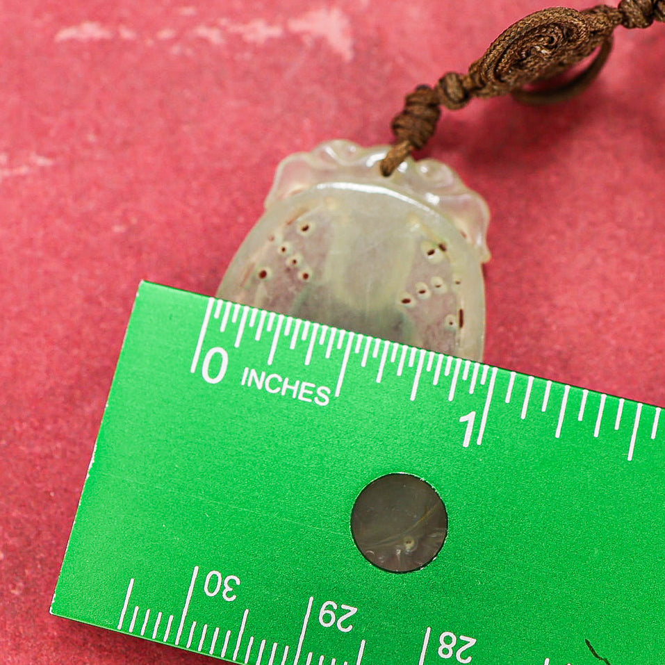 Jade Jadeite Finely Hand Carved Buddha Pendant Necklace 1 5/8 in x 1 in 11g