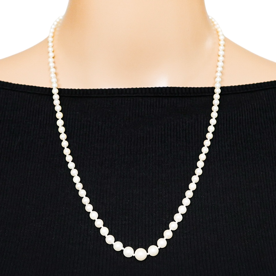 Vintage Akoya Pearl Necklace 14K White Gold Clasp Made in USA