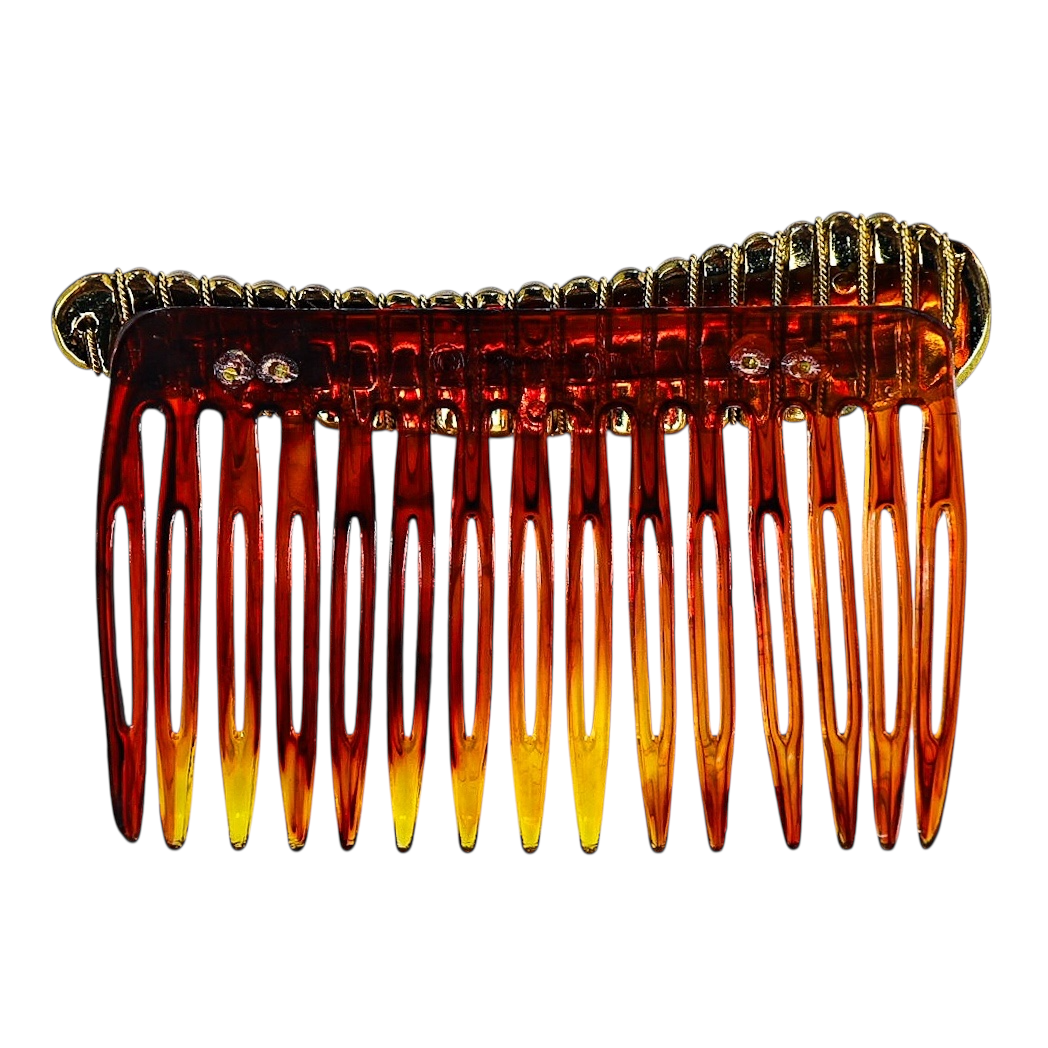 Paris Diffusion 1979 Tortoiseshell & Gold Twisted Rope Hair Comb