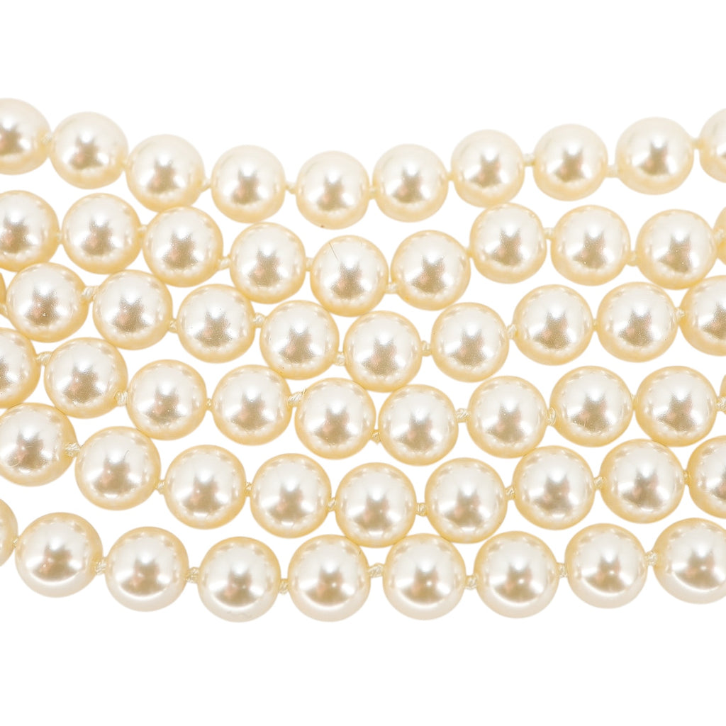 Classic Triple-Strand Faux Pearl Choker Necklace with Rhinestone Clasp