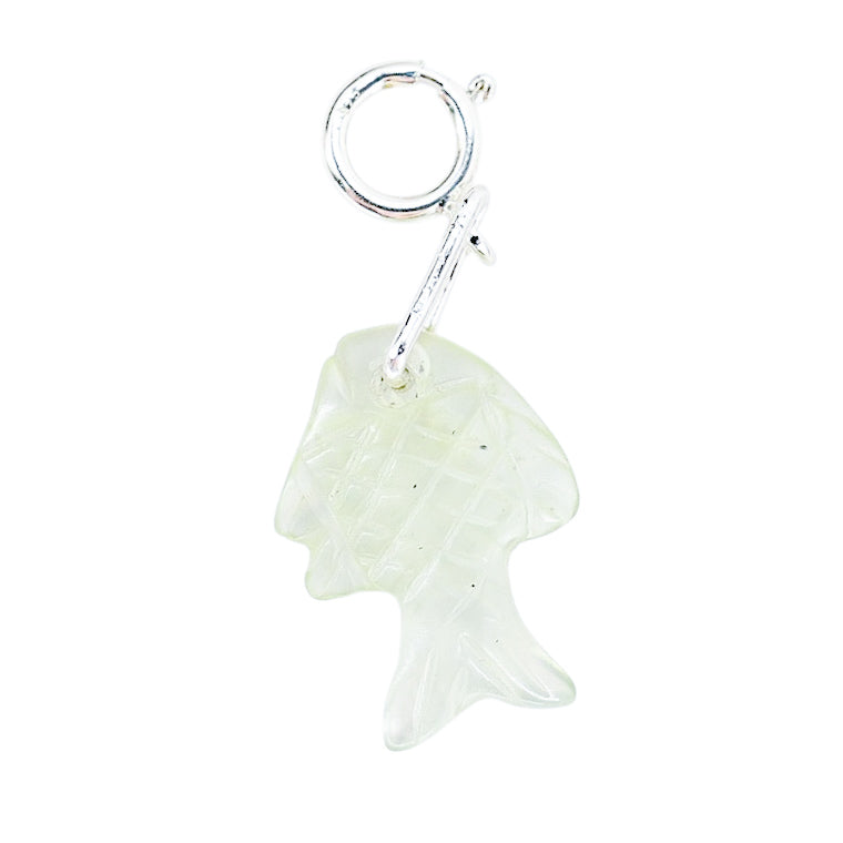 Vintage Carved Genuine Jade 15mm Fish Charm - Price Per 1 Piece OOAK