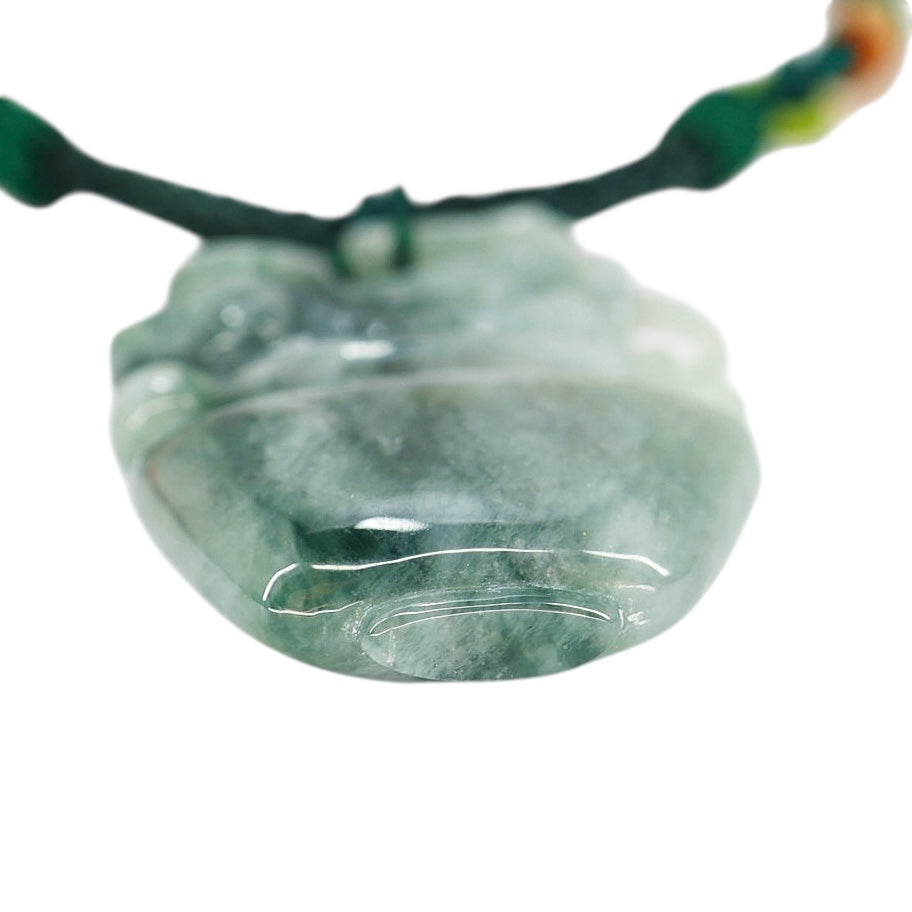 Undyed Jade Jadeite Carved Dragon Vessel Pendant Necklace 1.75 in x 1.3 in 30 G