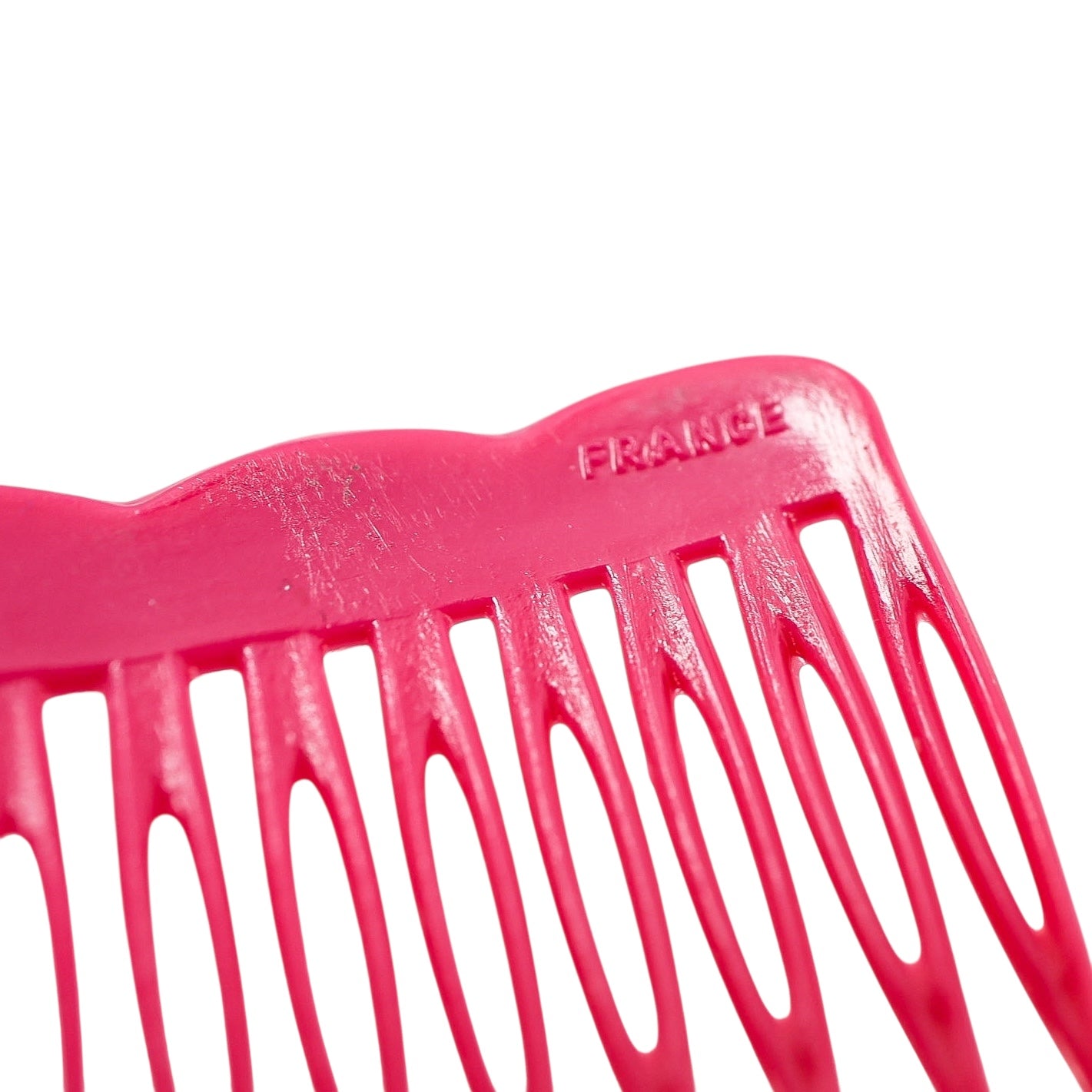 Vintage Girly Hair Accessories - Pink Comb & Kawaii Red Hearts Barrette Marked France