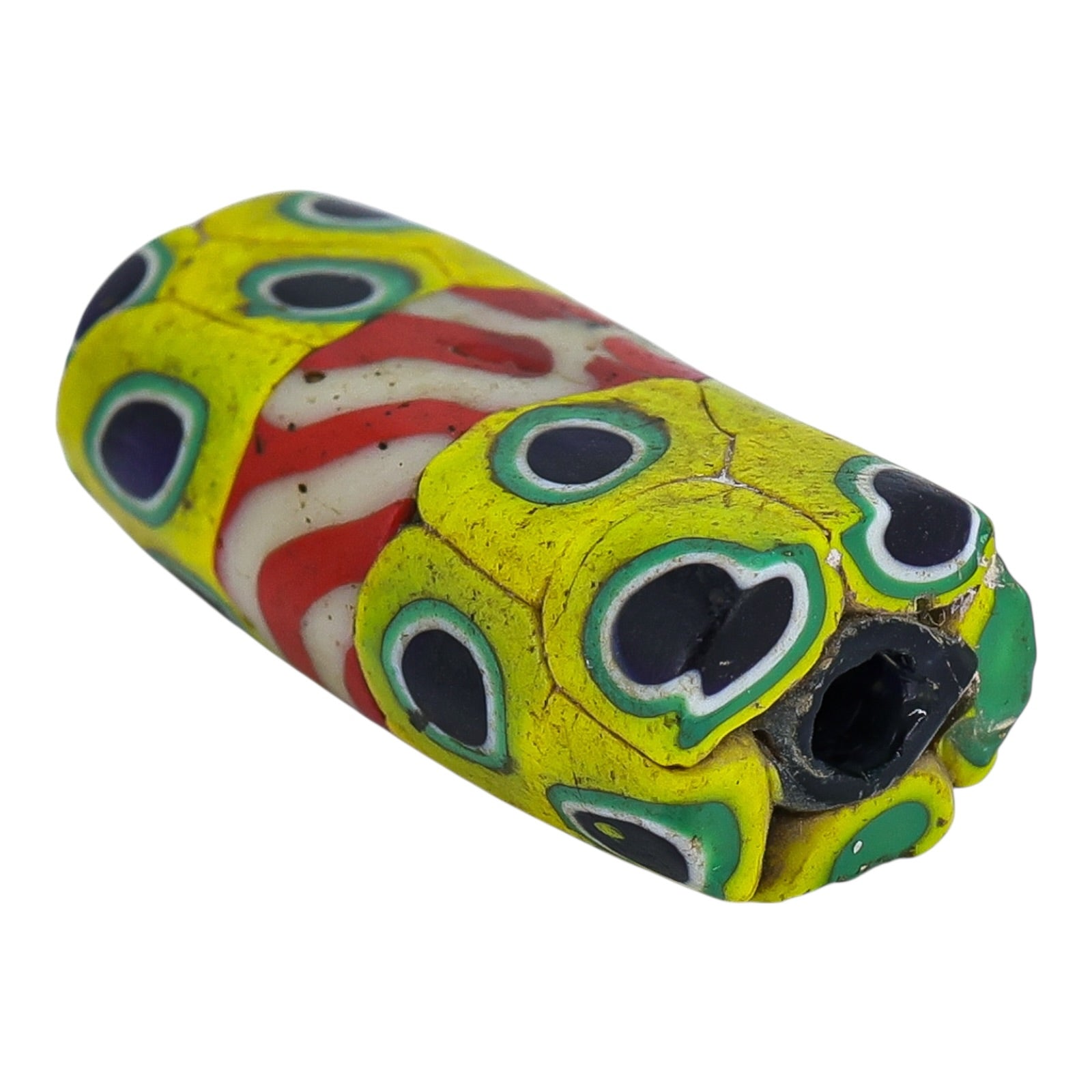 Rare Antique Venetian Millefiori Faceted Mosaic Grid Trade Bead 29mm