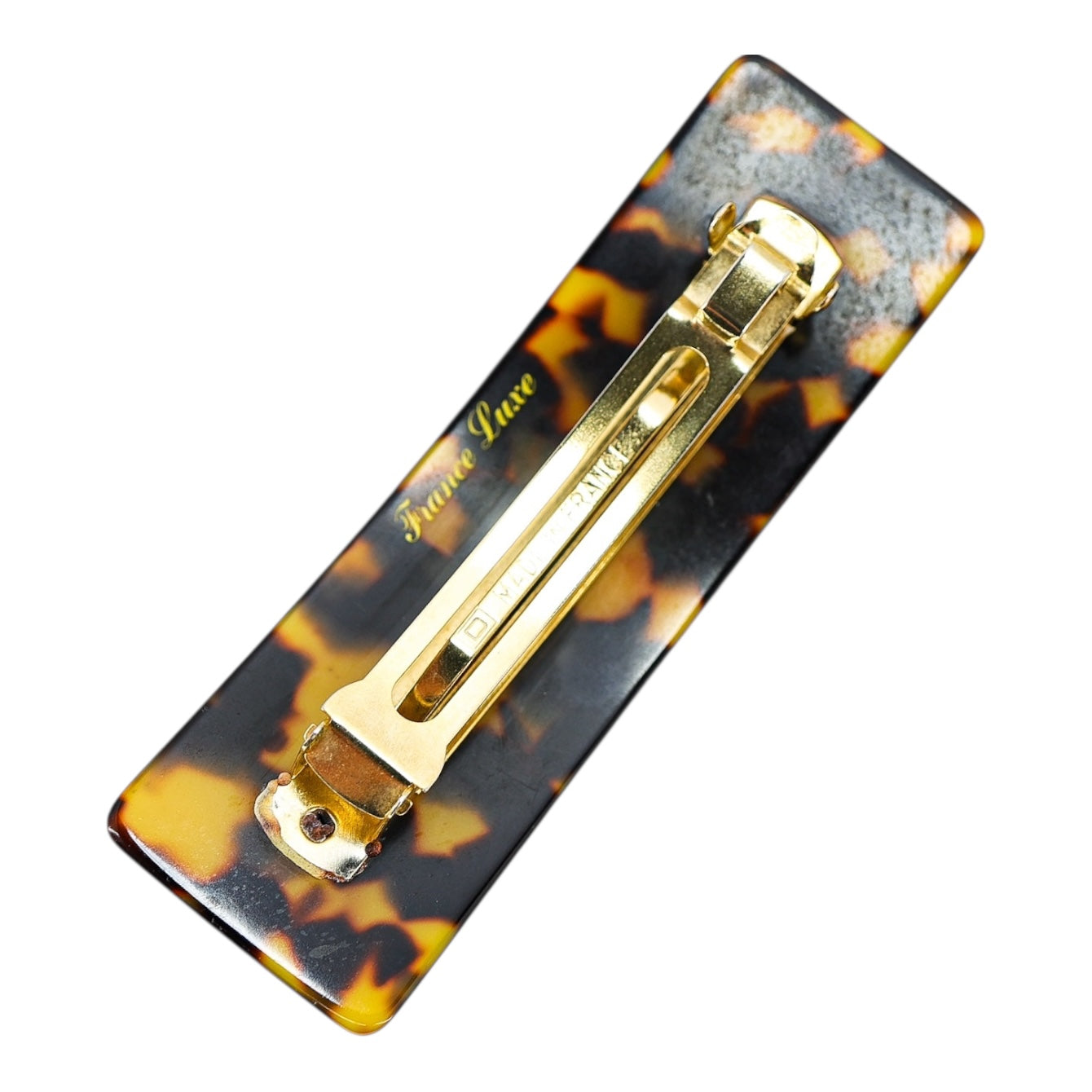 France Luxe Classic Faux Tortoise Shell Rectangular Barrette – Amber and Black