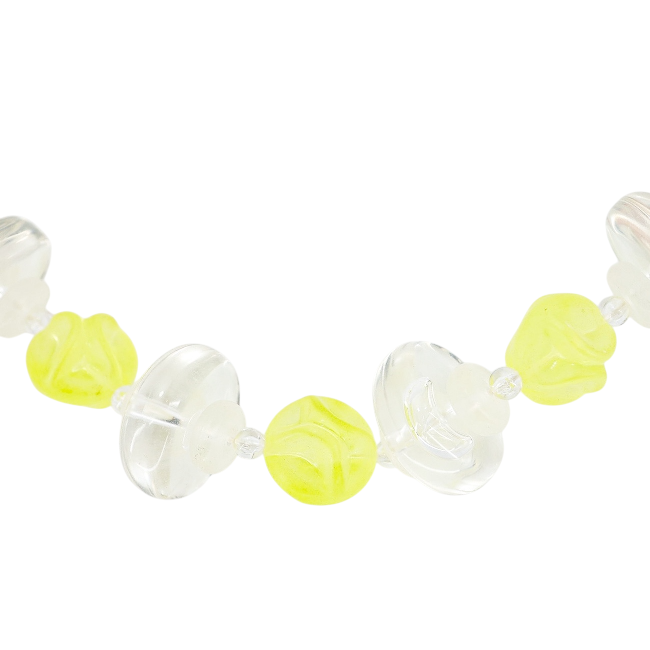 Vintage Cellulose Acetate Necklace Clear Yellow Mod Retro - Chunky