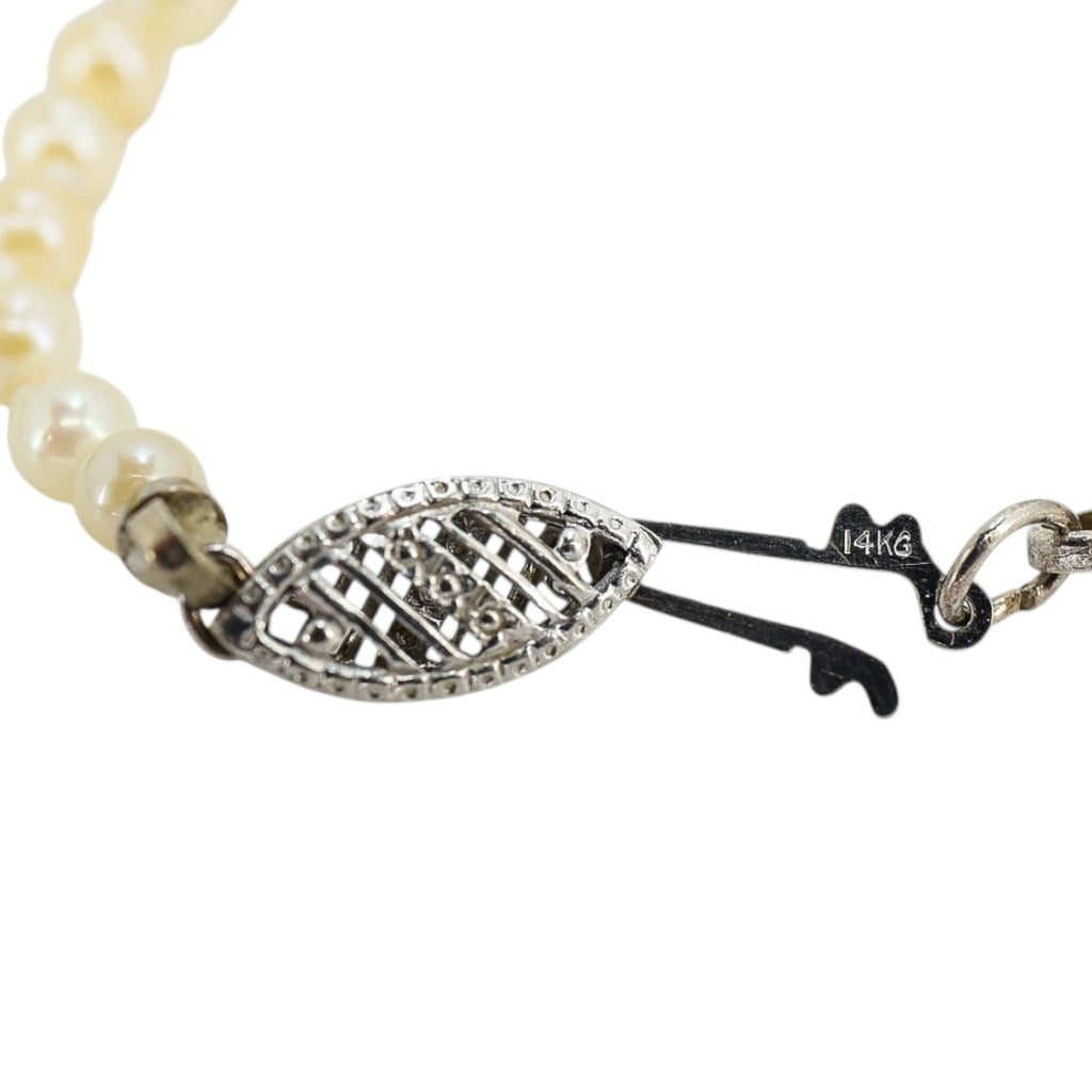 Vintage Akoya Pearl Necklace 14K White Gold Clasp Made in USA