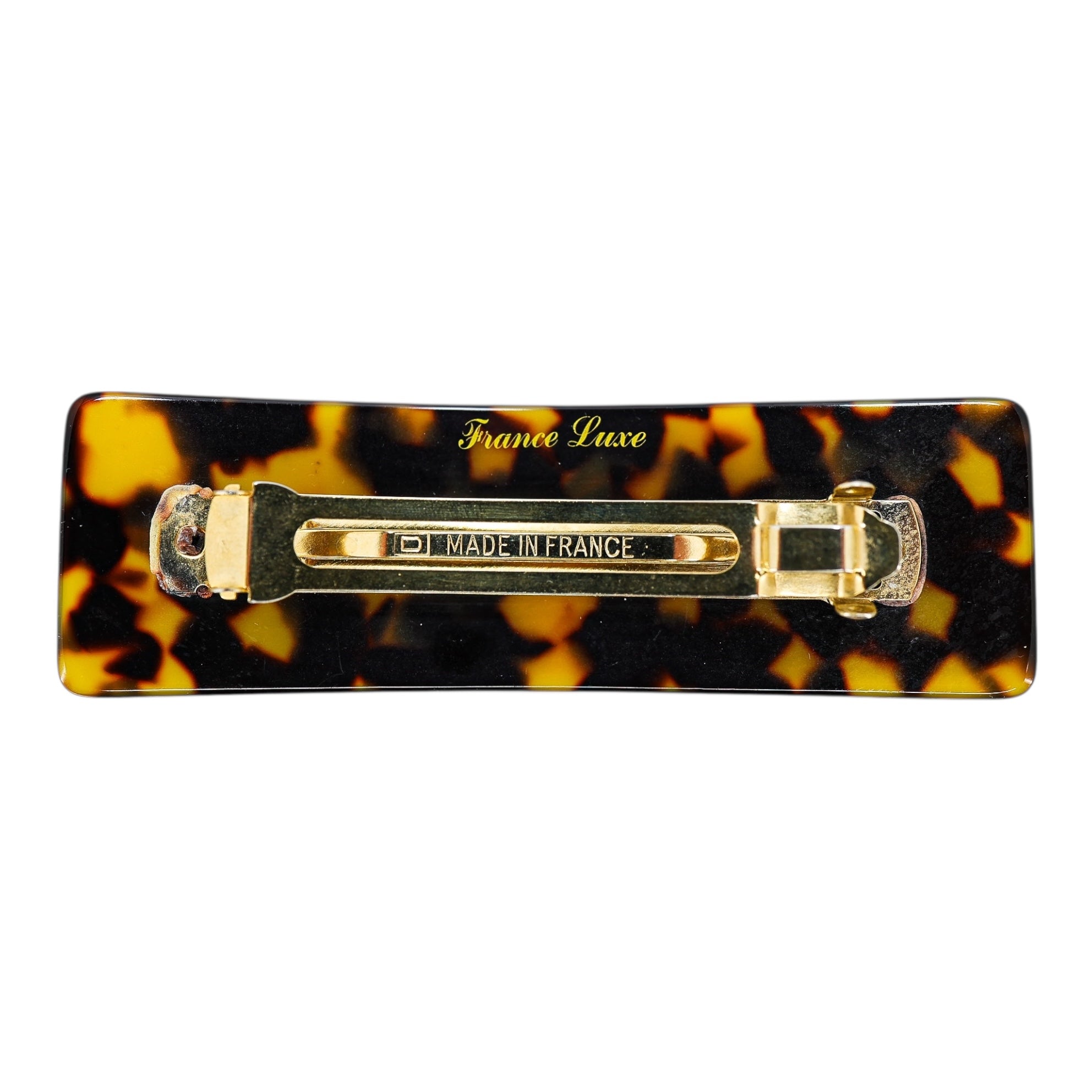 France Luxe Classic Faux Tortoise Shell Rectangular Barrette – Amber and Black
