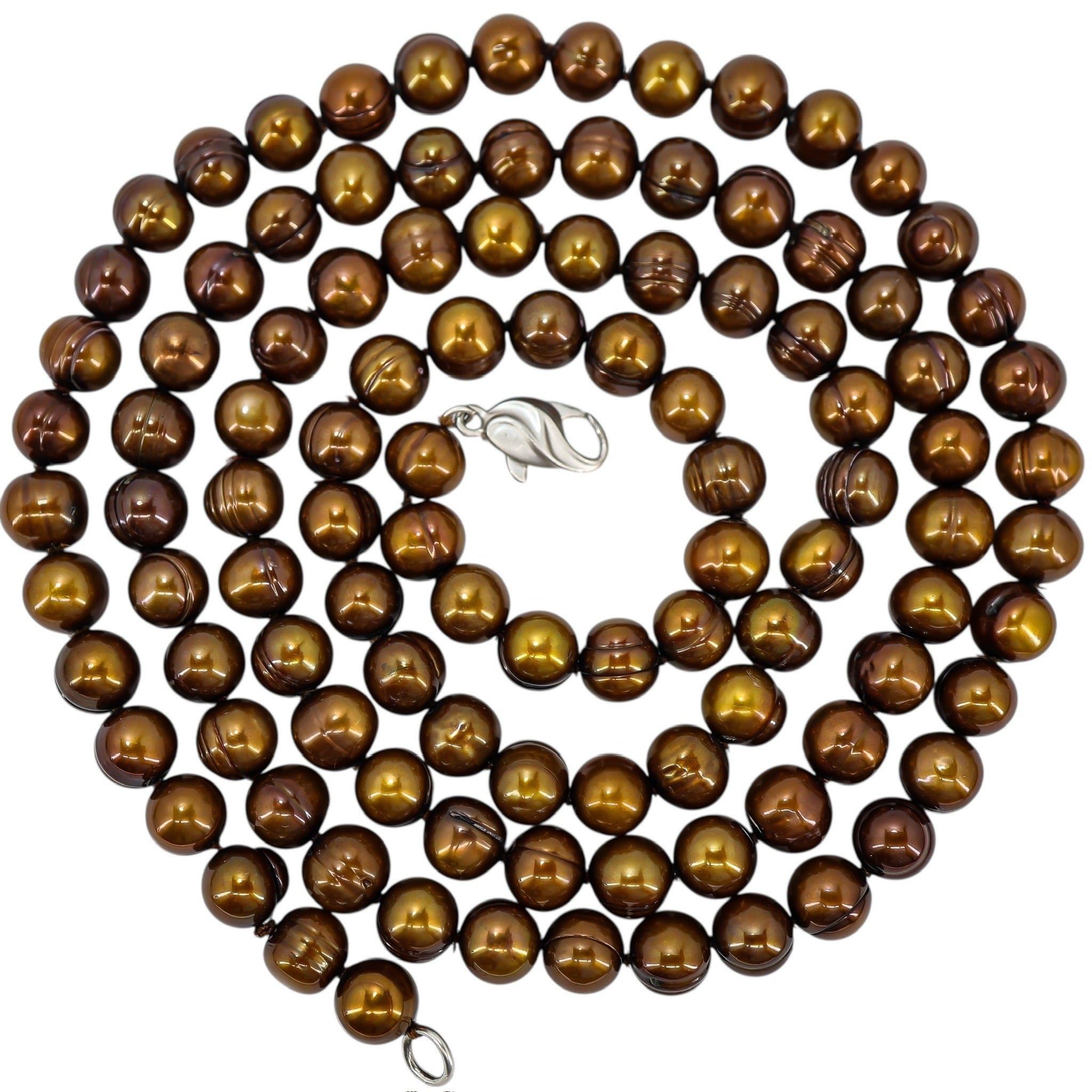 Honora Bronze Freshwater Pearl Necklace - Warm Earthy Color - Sterling Clasp
