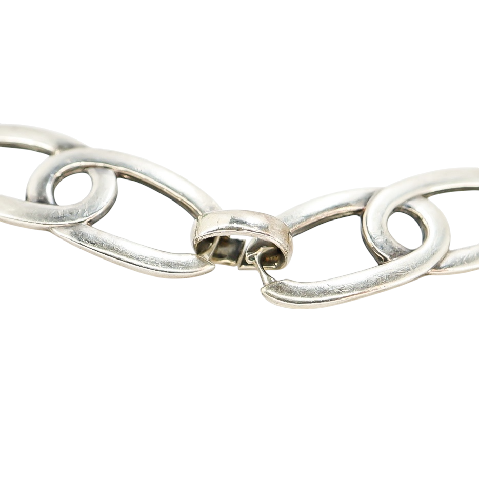 Vintage Artisan Sterling Silver Modernist Link Bracelet, 7.75” 9.2g
