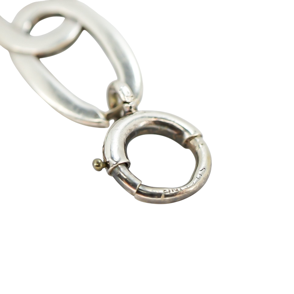 Vintage Artisan Sterling Silver Modernist Link Bracelet, 7.75” 9.2g