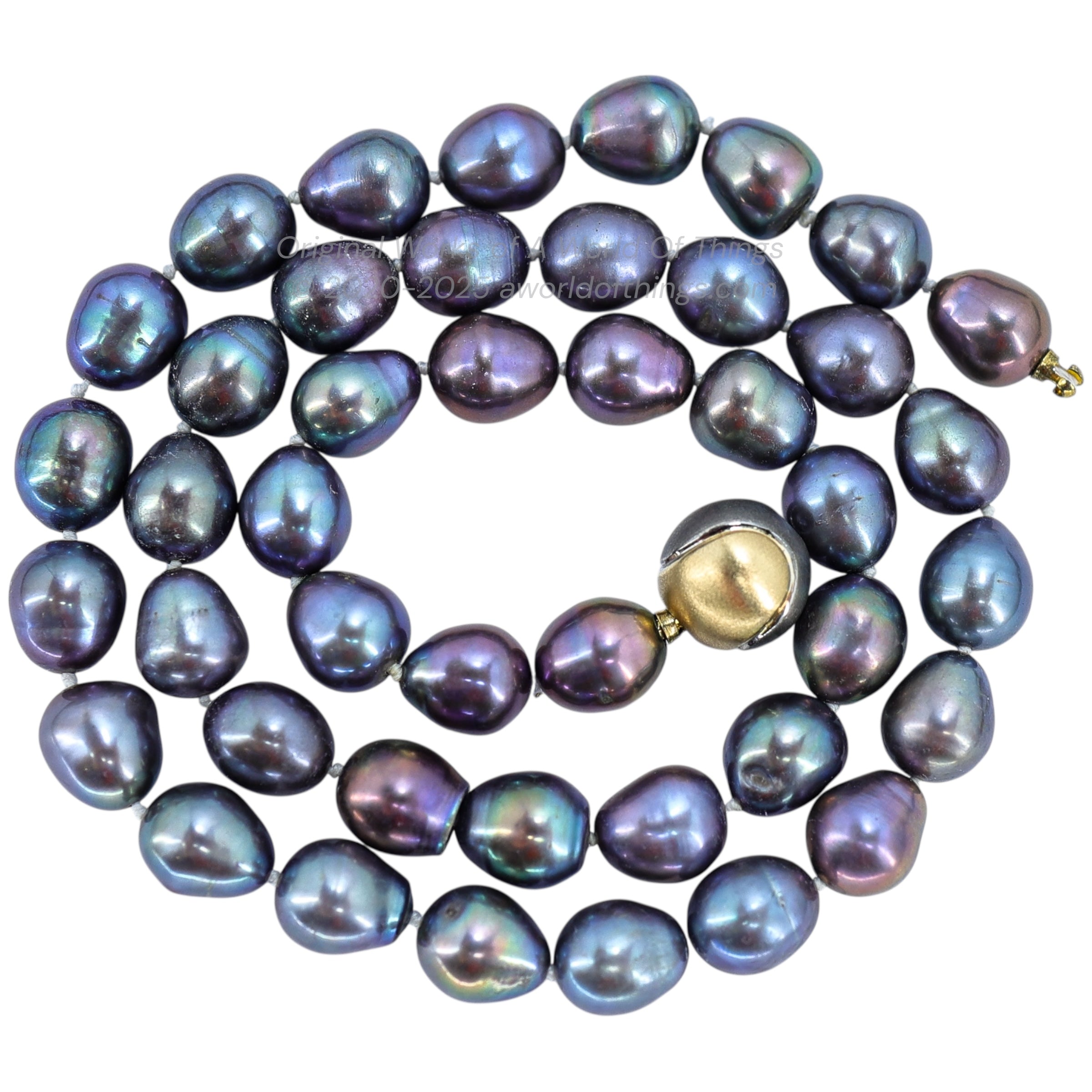 Honora Peacock Baroque Freshwater Pearl Necklace with 14k Two-Tone Twist Clasp