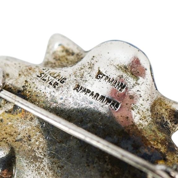 Alice Caviness Sterling Silver & Enamel Shell Brooch, Germany