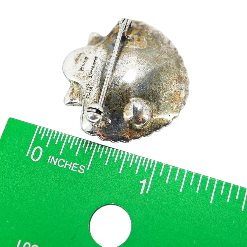 Alice Caviness Sterling Silver & Enamel Shell Brooch, Germany