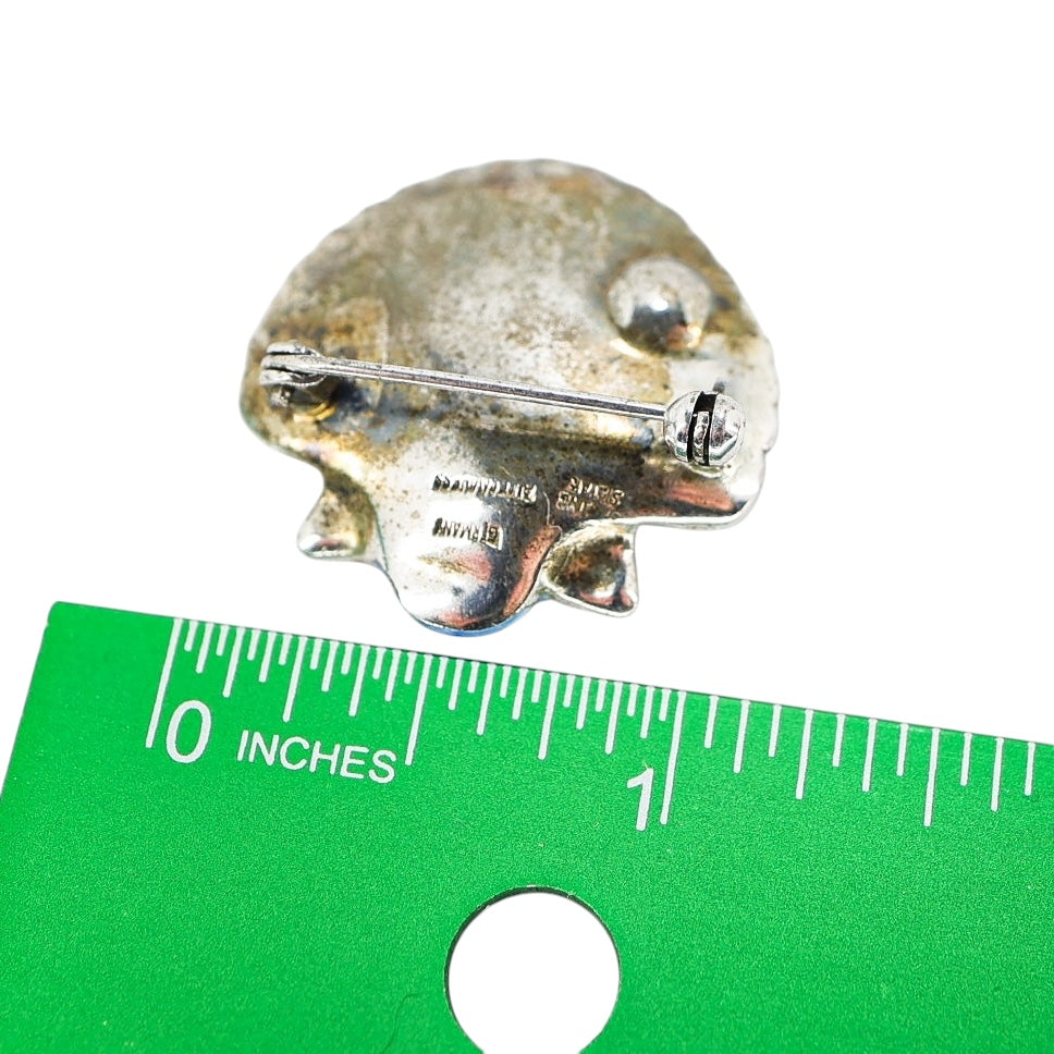 Alice Caviness Sterling Silver & Enamel Shell Brooch, Germany