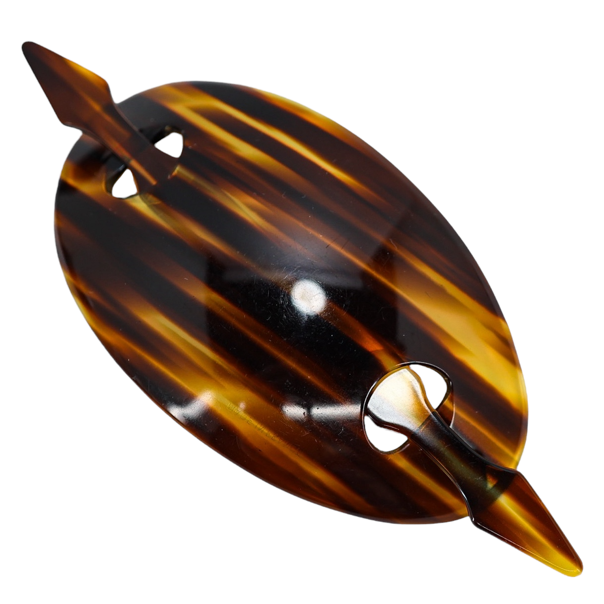 Vintage Made in France Tortoise Shell Hair Slide Barrette with Stick – Oval Cellulose Acetate French Hair Clip