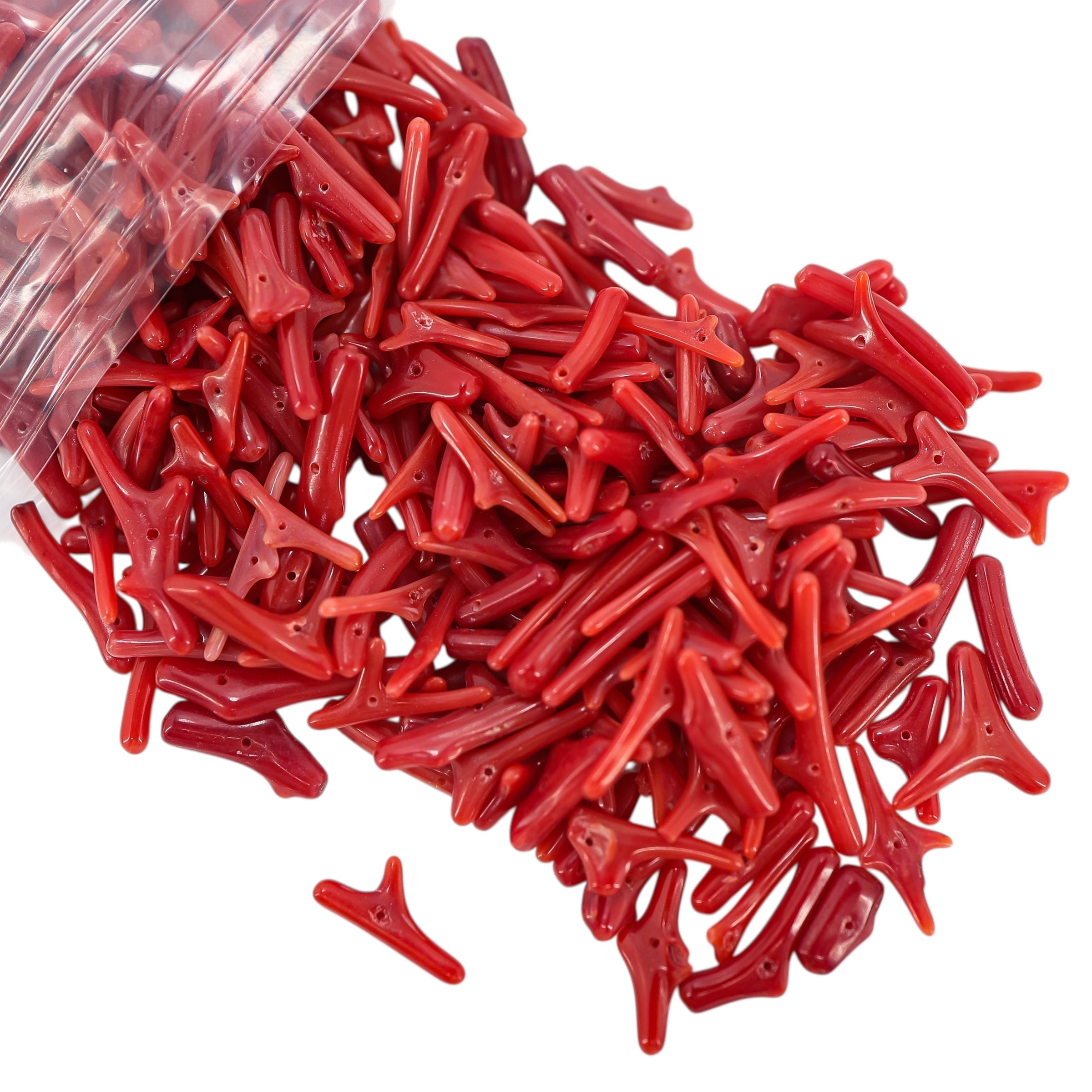 Vintage Genuine Undyed Red Spiky Branch Coral Loose Beads 52 G For Crafts