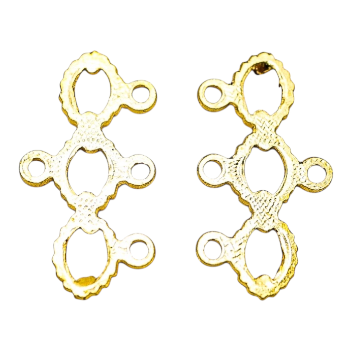 Vintage NOS 3-Strand Gold-tone Connector Findings -  Twisted Loop Design