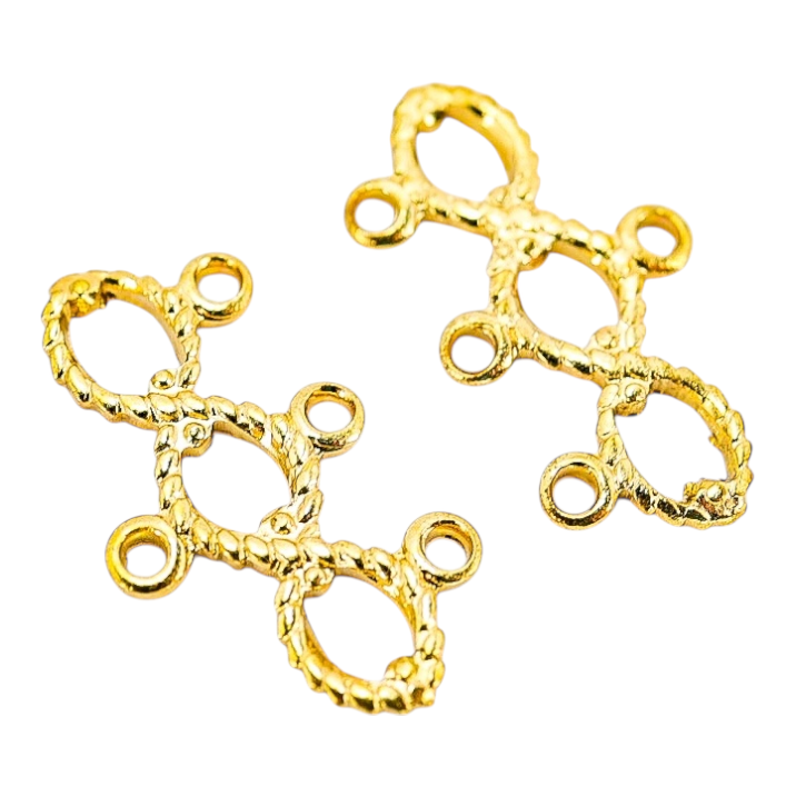 Vintage NOS 3-Strand Gold-tone Connector Findings -  Twisted Loop Design