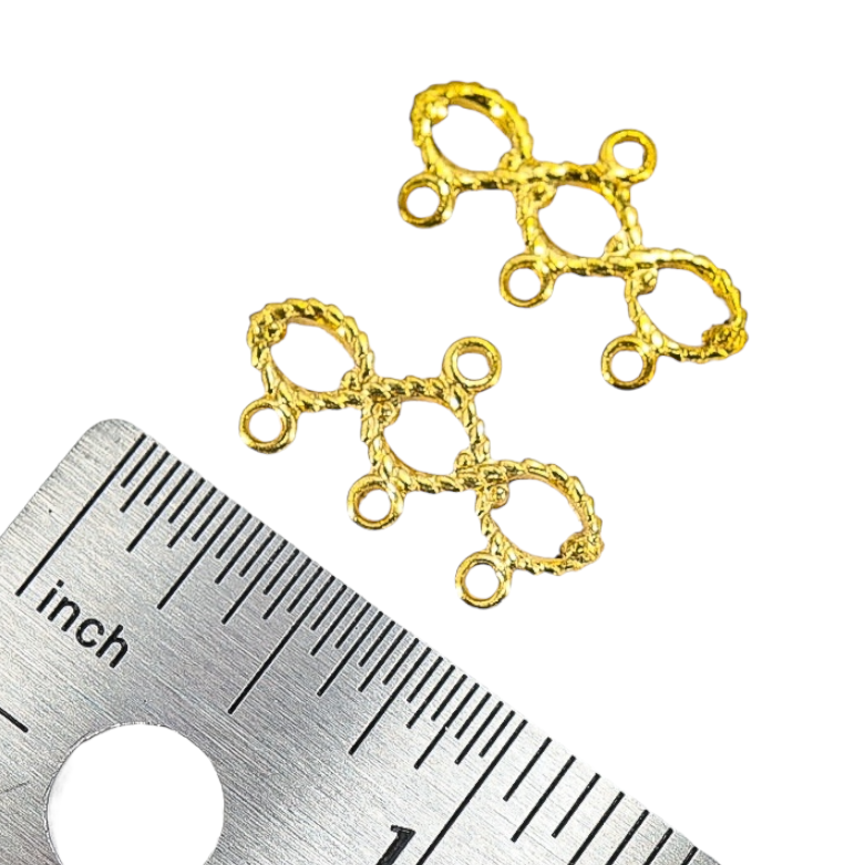 Vintage NOS 3-Strand Gold-tone Connector Findings -  Twisted Loop Design