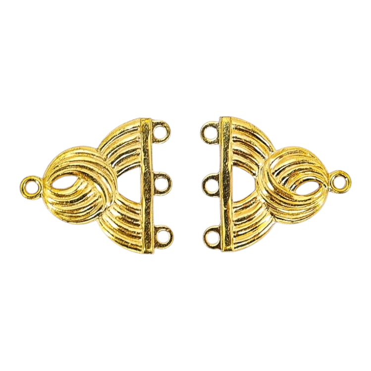 Vintage NOS 3-Strand Gold-tone Connector Findings - Braided Design