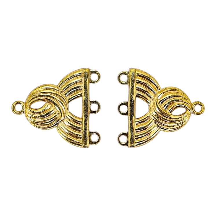 Vintage NOS 3-Strand Gold-tone Connector Findings - Braided Design