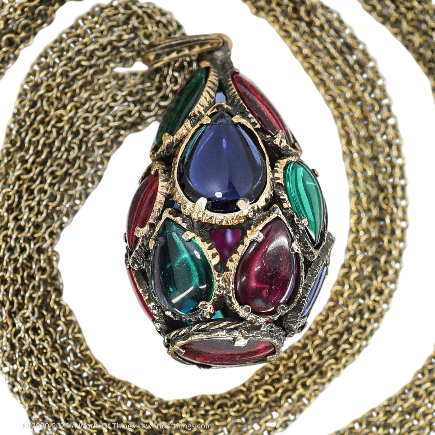 Trifari Renaissance Stained Glass Drop Necklace Multi-Chain