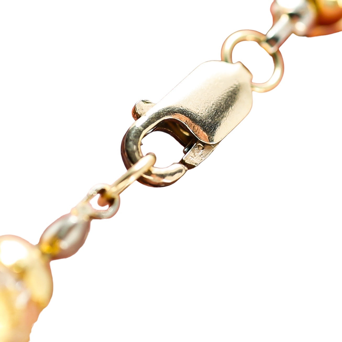 Vintage Murano Gold Foil Beads Sommerso - Ribbed & Twisted Beads Necklace - Gold Filled Clasp/Caps