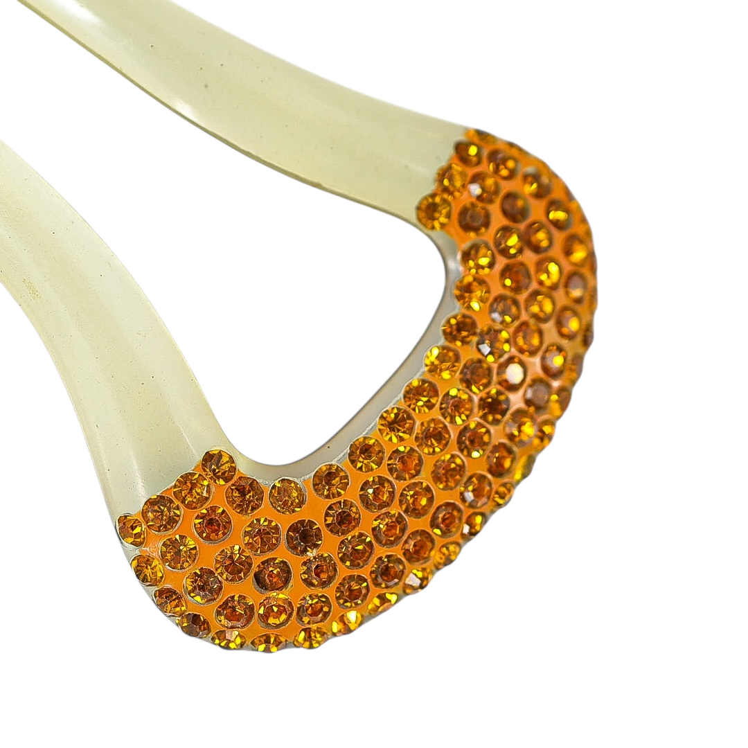 Antique 1920s Gatsby Art Deco Hair Fork – Amber Rhinestone Celluloid Comb
