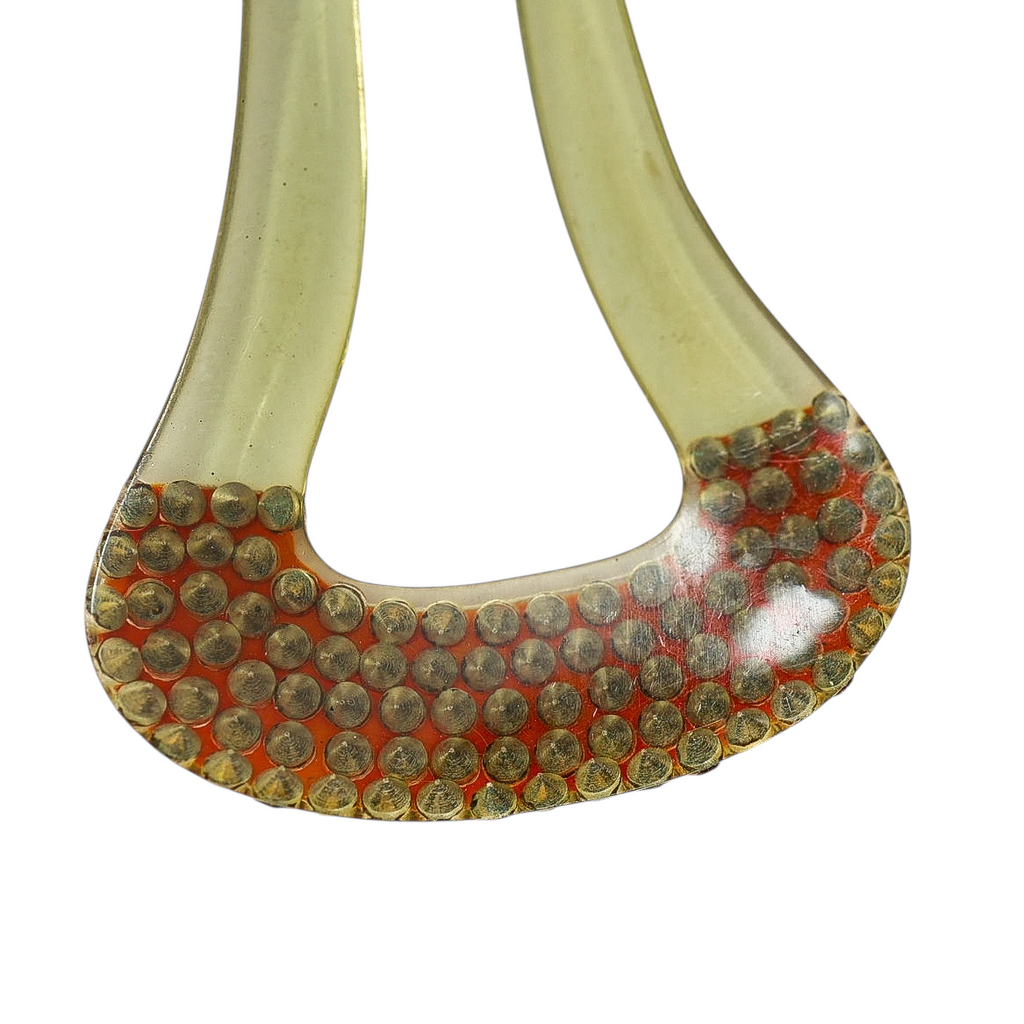 Antique 1920s Gatsby Art Deco Hair Fork – Amber Rhinestone Celluloid Comb