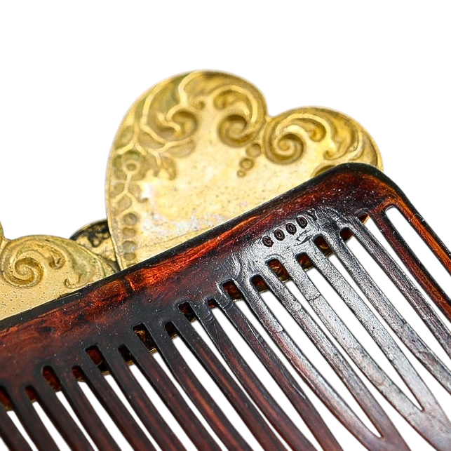 Vintage Goody Hair Combs – Victorian Revival Gold Hearts Romantic Pair