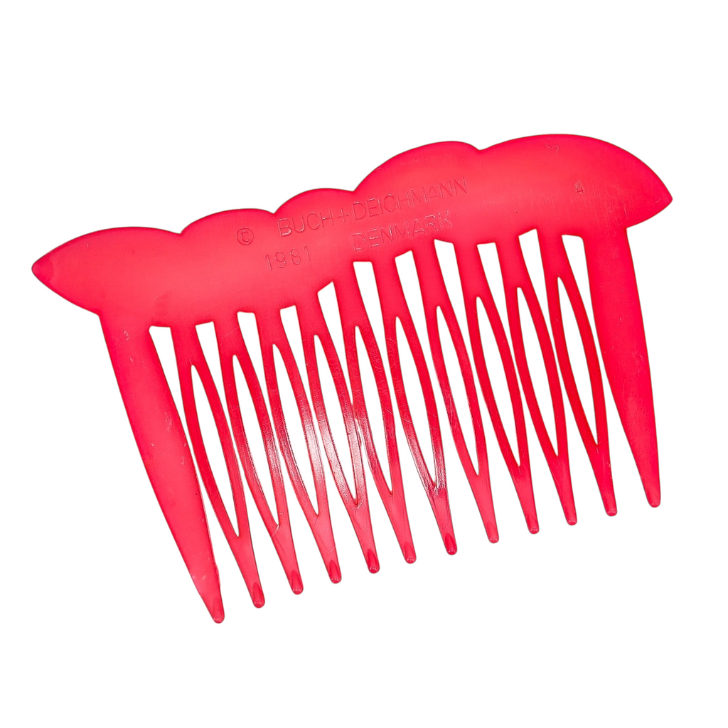 Lot of 2 Vintage 1981 Buch + Deichmann Hair Combs Pink Navy MOD