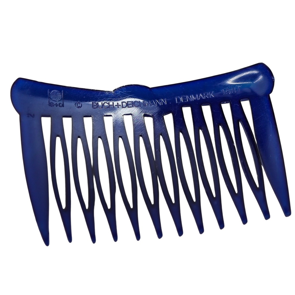 Lot of 2 Vintage 1981 Buch + Deichmann Hair Combs Pink Navy MOD