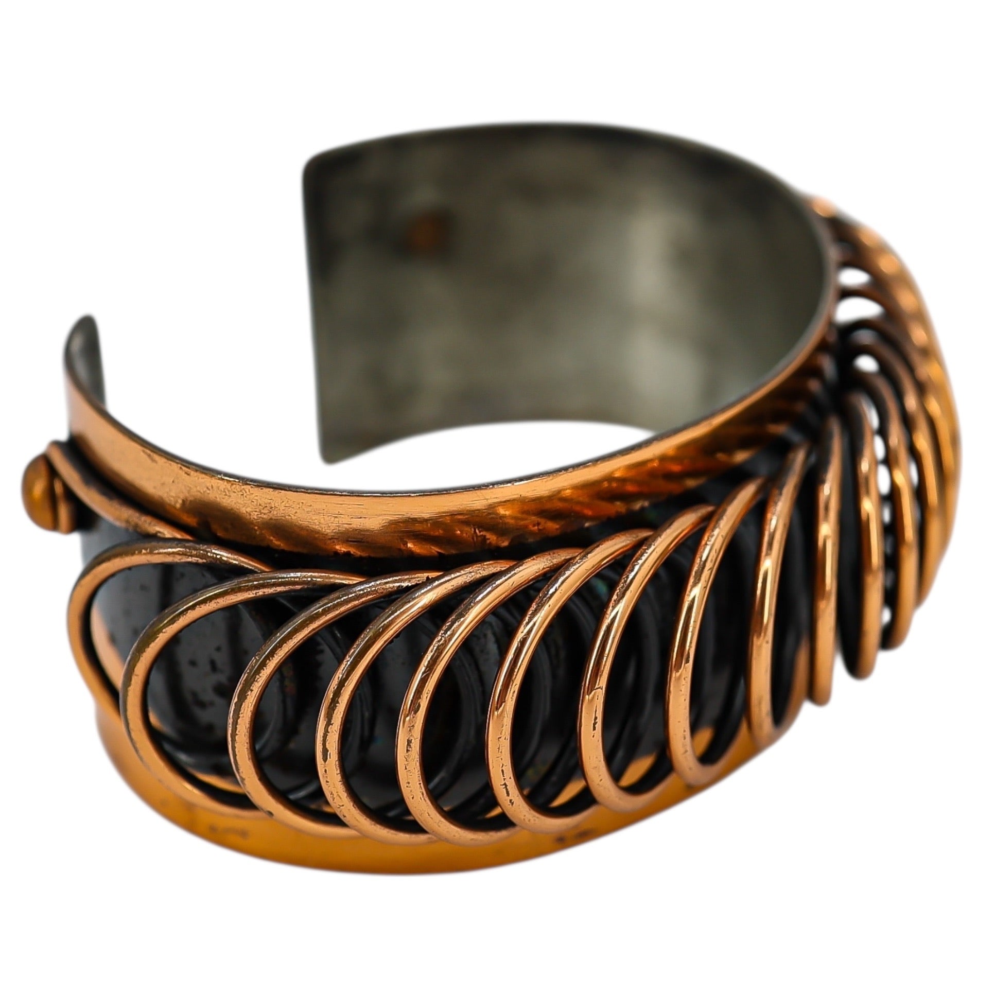 Vintage Renoir Copper Cuff Bracelet – Early Mark “Handmade by Renoir of California” – Modernist Coil Design