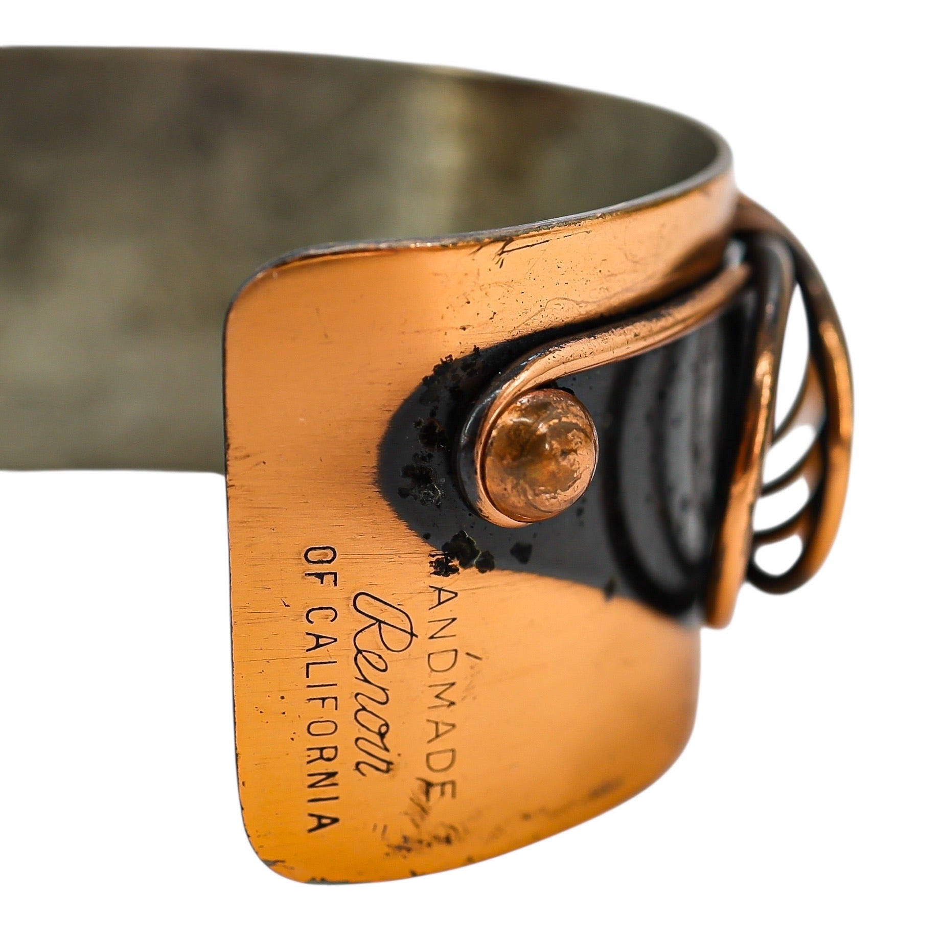 Vintage Renoir Copper Cuff Bracelet – Early Mark “Handmade by Renoir of California” – Modernist Coil Design