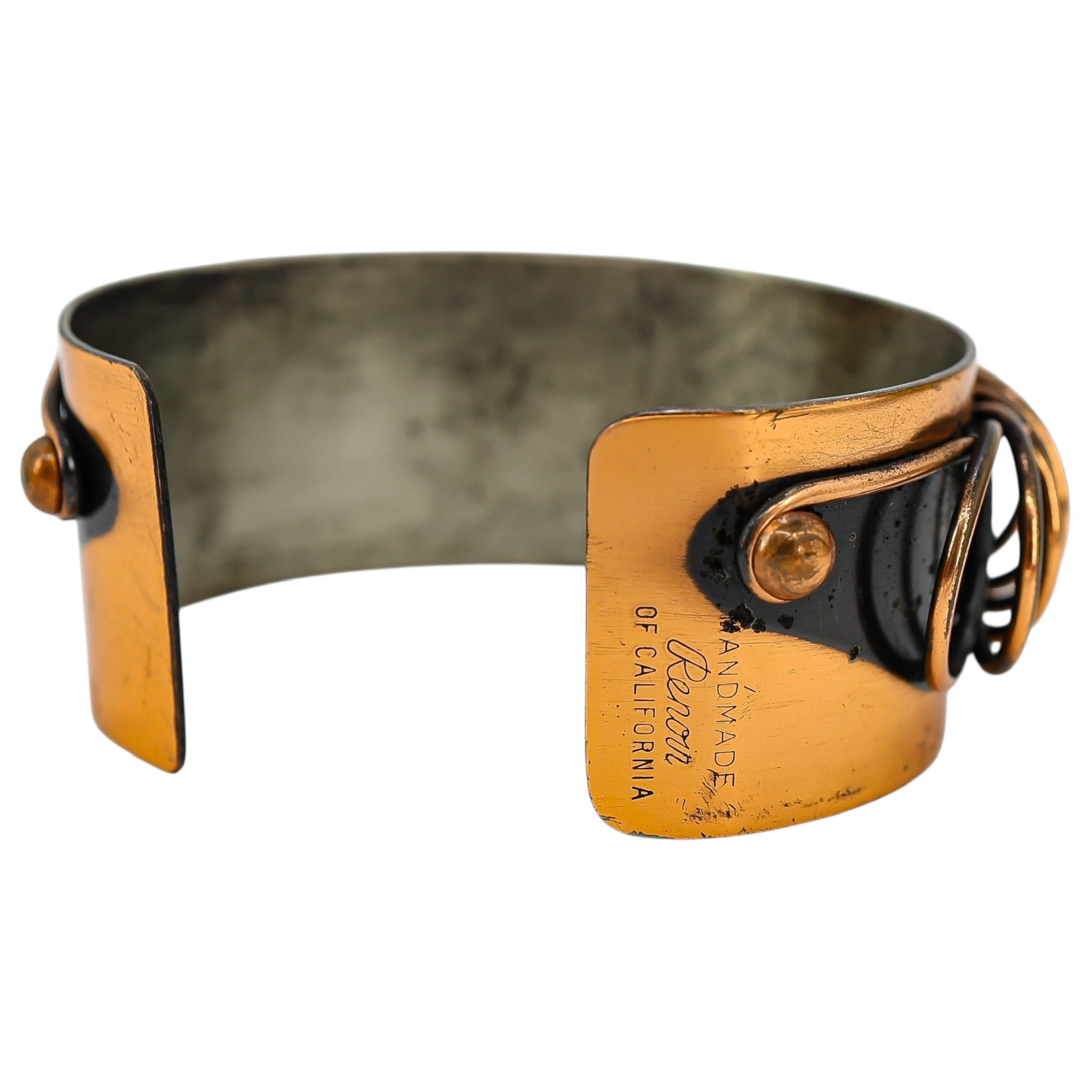 Vintage Renoir Copper Cuff Bracelet – Early Mark “Handmade by Renoir of California” – Modernist Coil Design