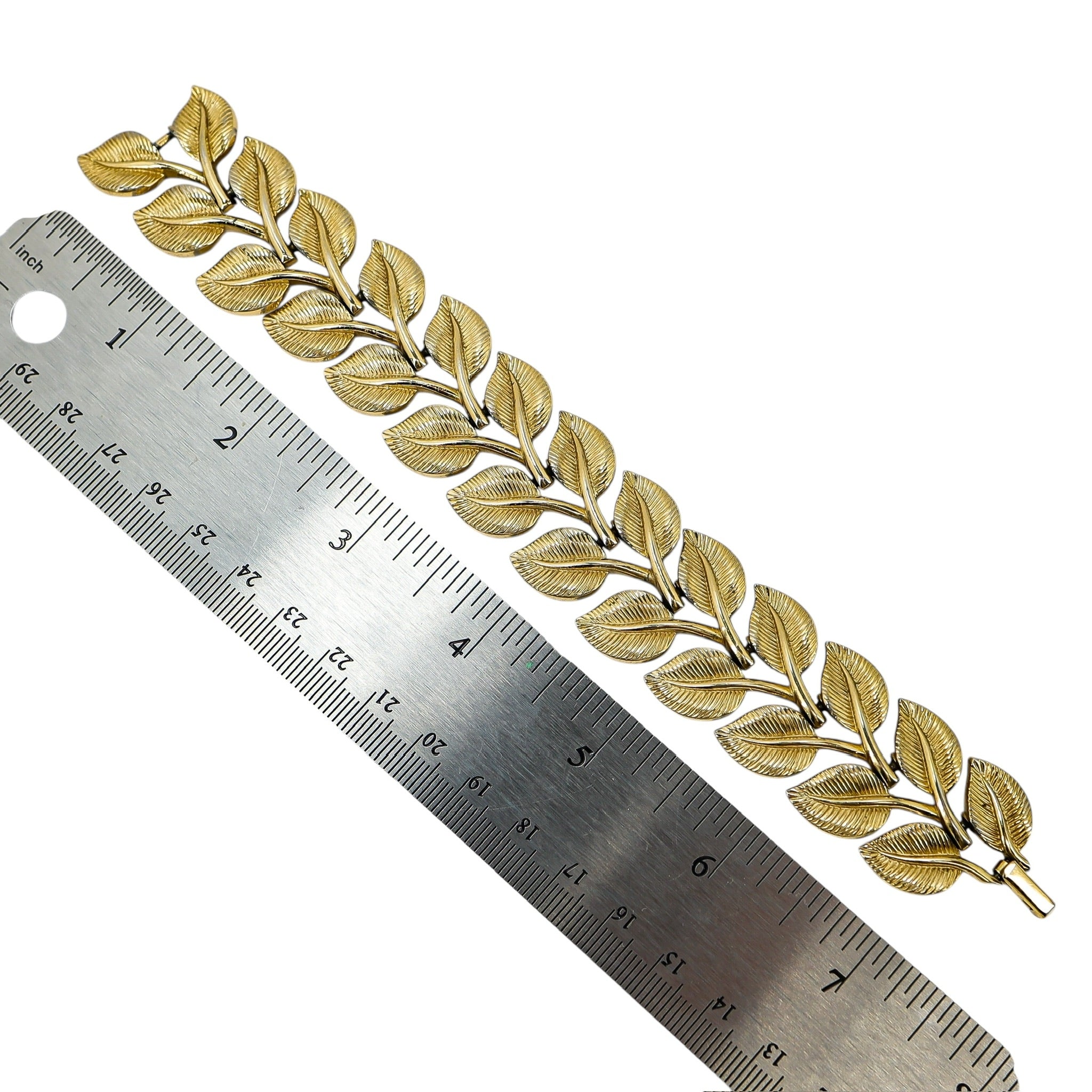 Crown Trifari Gold Tone Sculptural Leaves Full Parure 4 Piece Jewelry Suite Set