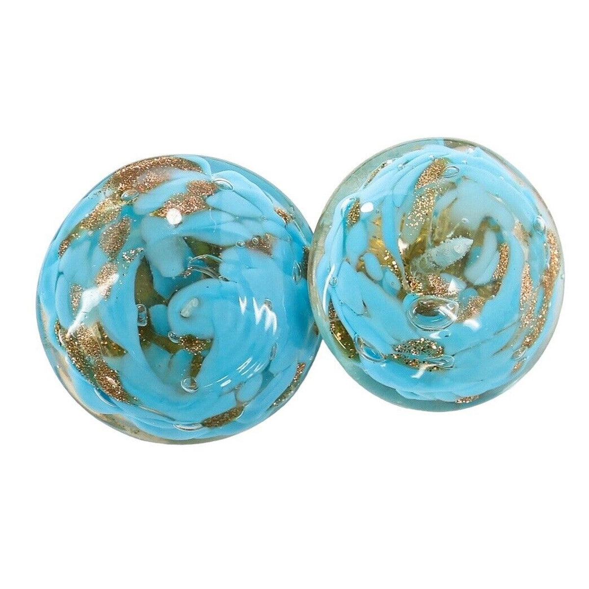 Vintage Murano Glass Jewelry Set Blue Aventurine Sommerso Beads Signed Italy