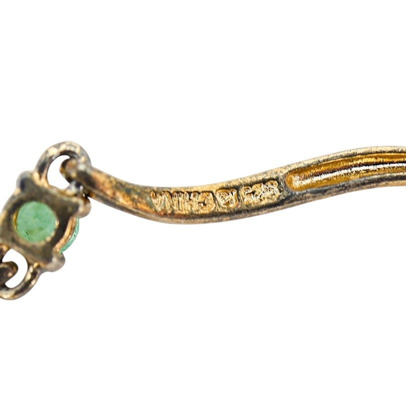 Vintage Vermeil Sterling Silver Bracelet Wavy Link W Simulated Gems 7”