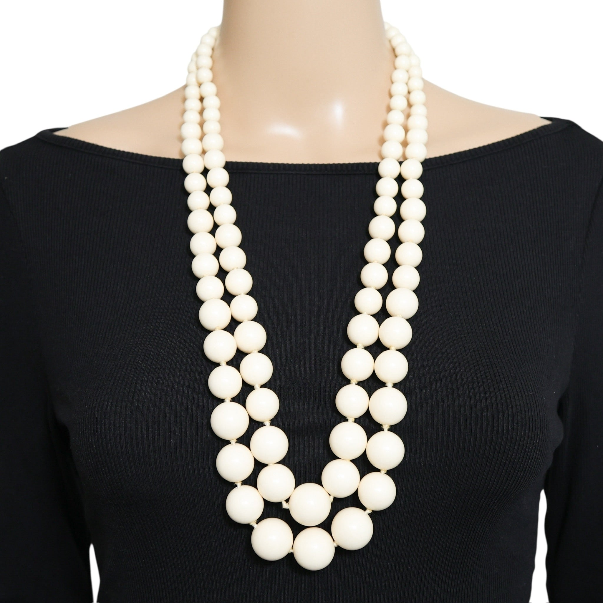 Vintage West Germany Acetate Bead Necklace - 2Strand - Statement