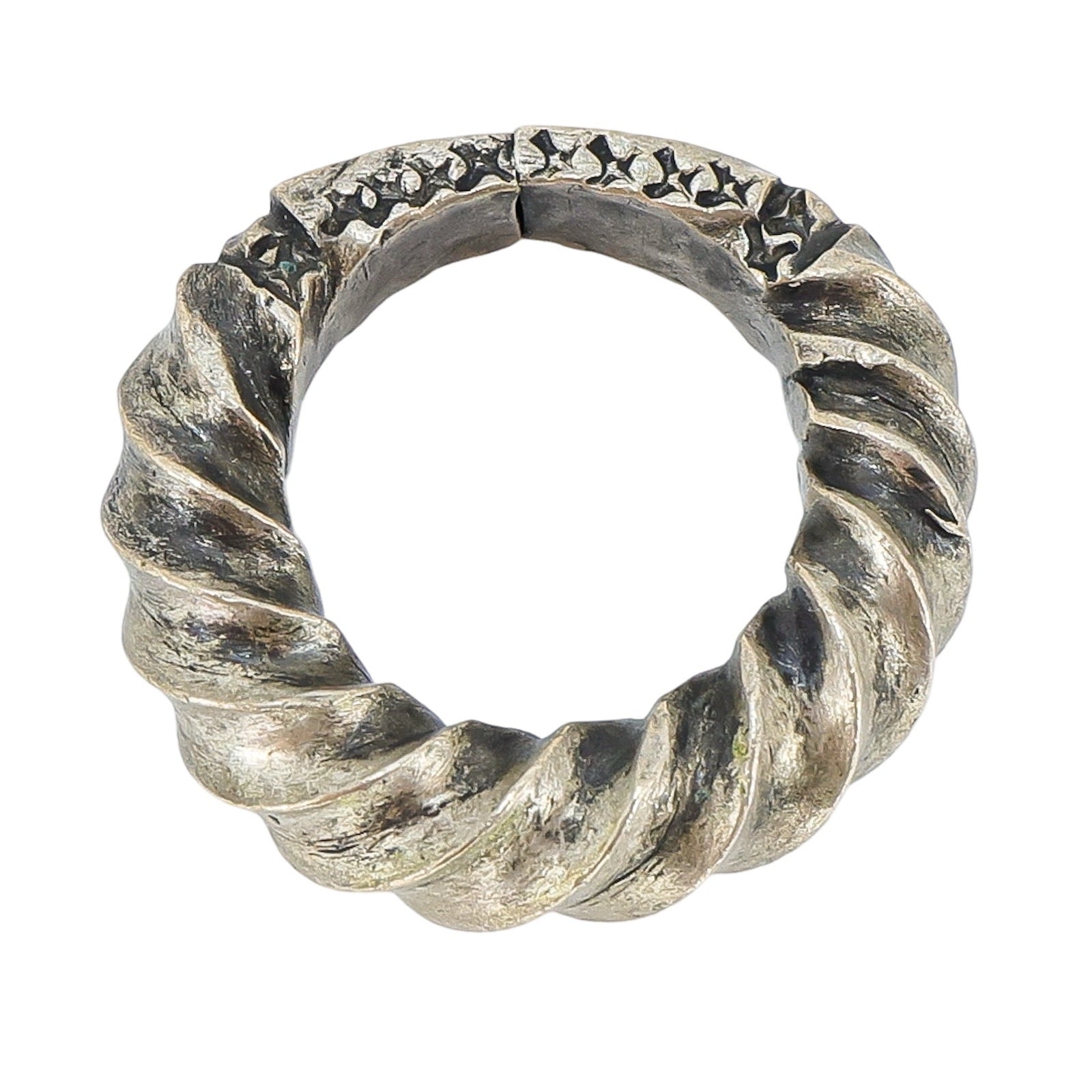 West African Tuareg Torque Amulet Ring Ethnographic Silver Alloy Size 7 16g