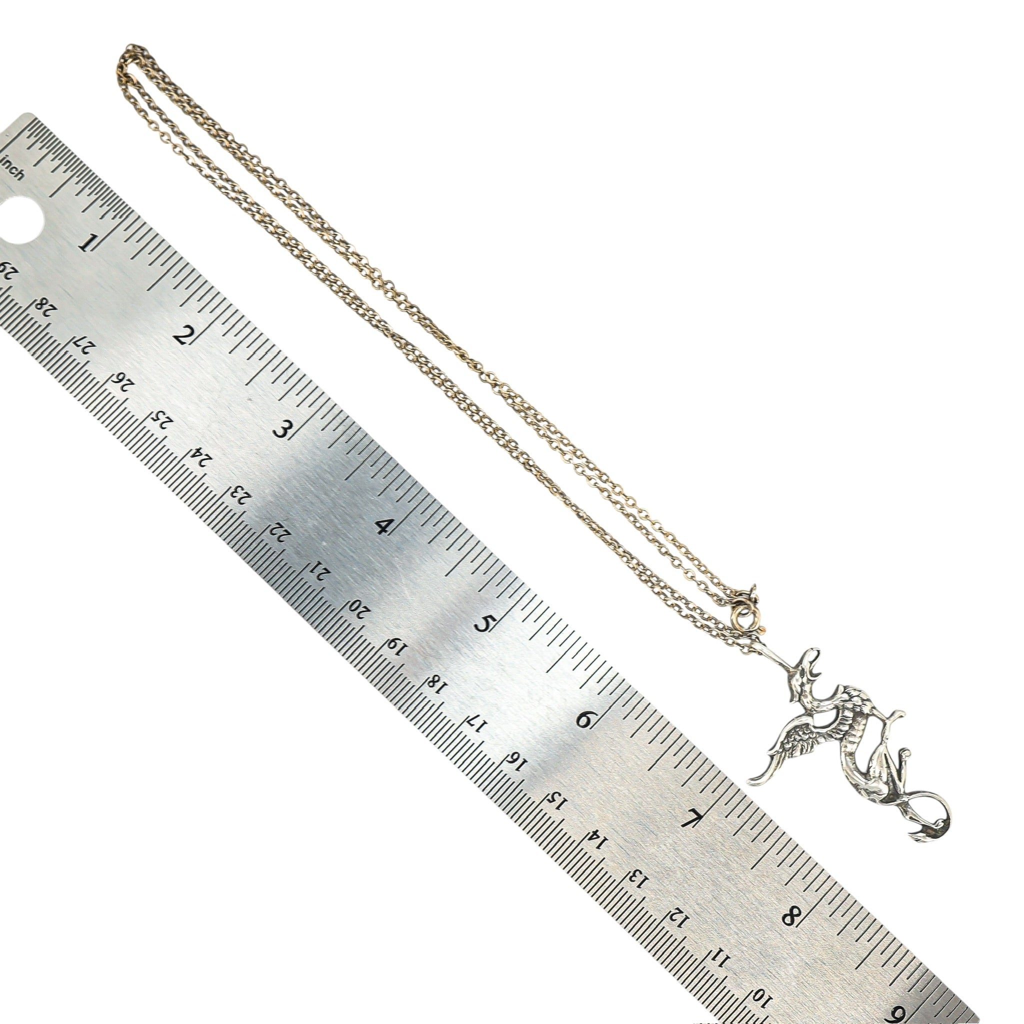 Artisan Cast Sterling Silver Large Dragon Pendant Necklace - Whimsical Gothic Style