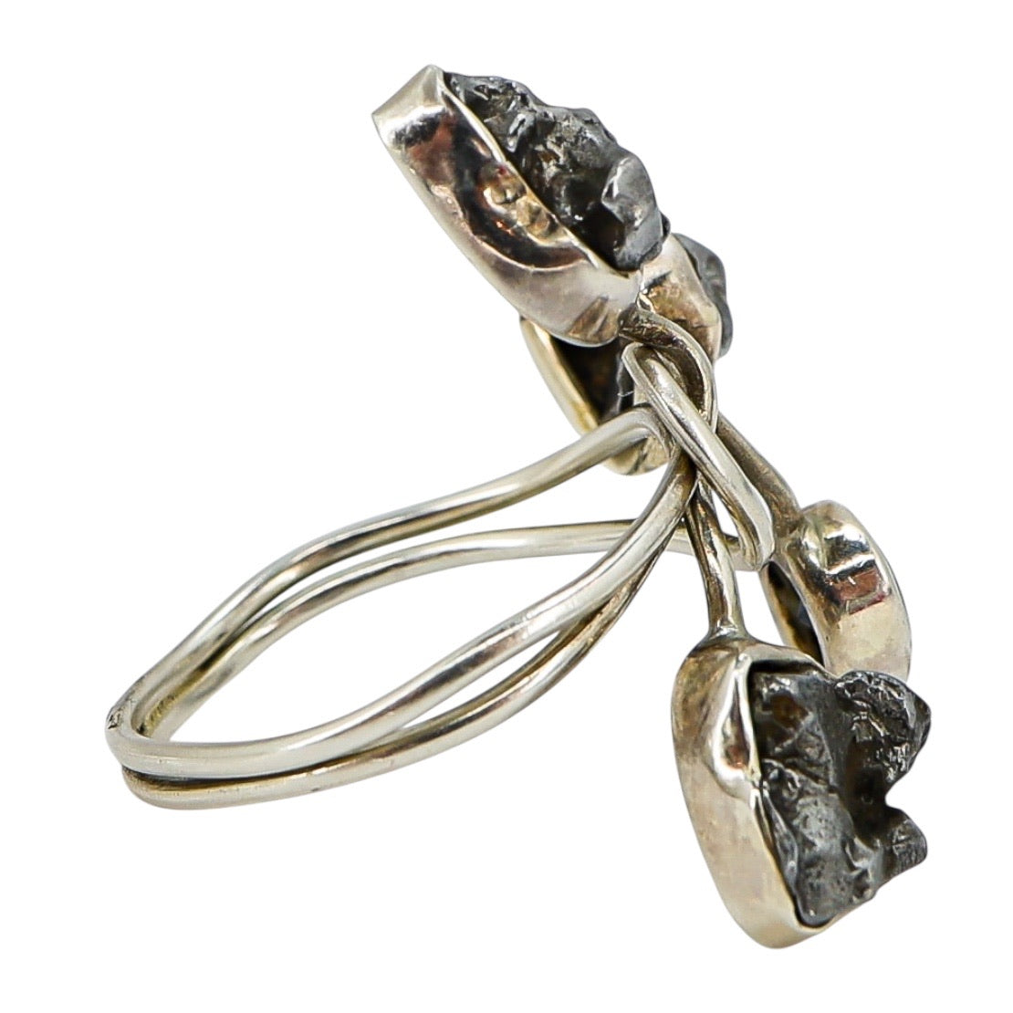 Organic Raw Stone Sterling Silver Ring Sculptural Artisan Design Size 7.5