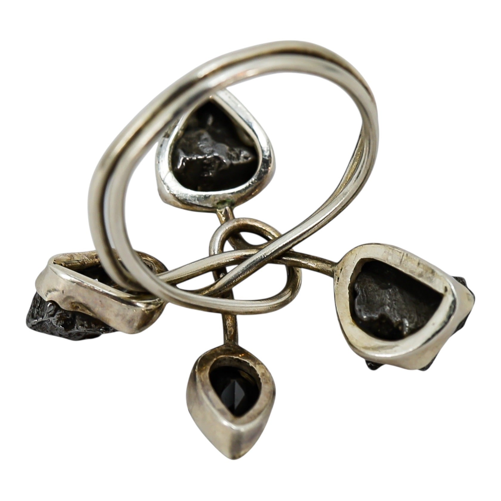 Organic Raw Stone Sterling Silver Ring Sculptural Artisan Design Size 7.5