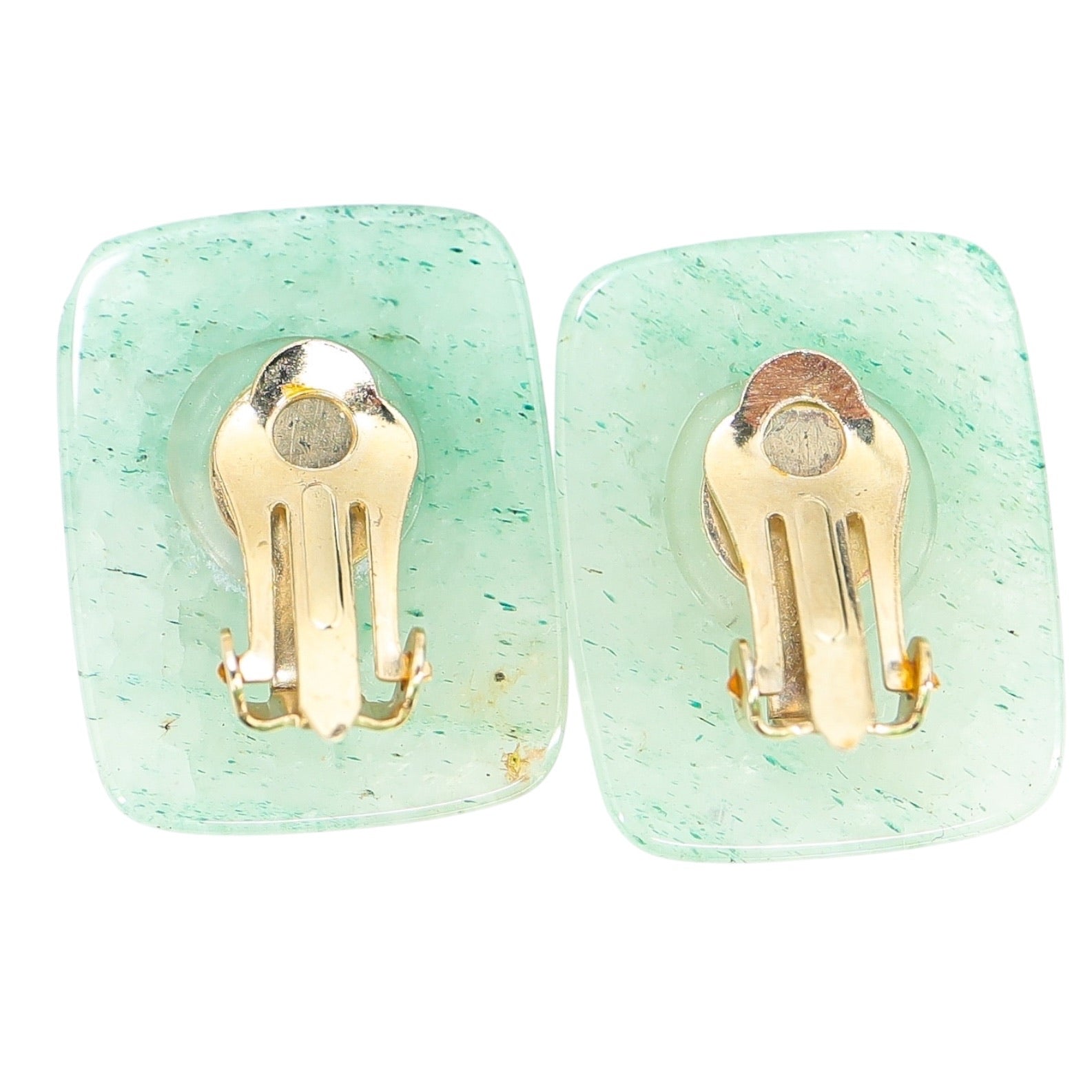 Large Natural Aventurine Rectangular Geometric Earrings